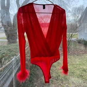 Windsor - sheer red body suit
